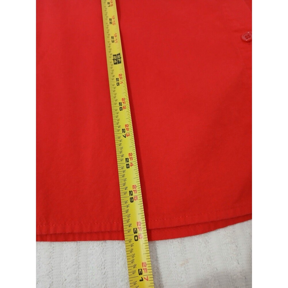 Chico’s‎ Red Lace Up Back Button Front Blouse Short Sleeve Tunic Size 2 Large - Picture 10 of 15